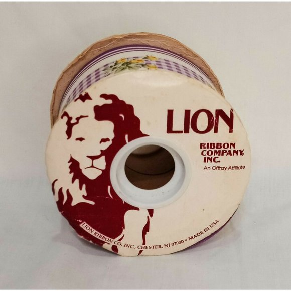 Lion Ribbon Rustic Rose Yellow Roses 2.5" Nylon Cotton White Purple 25 yards - Picture 3 of 8